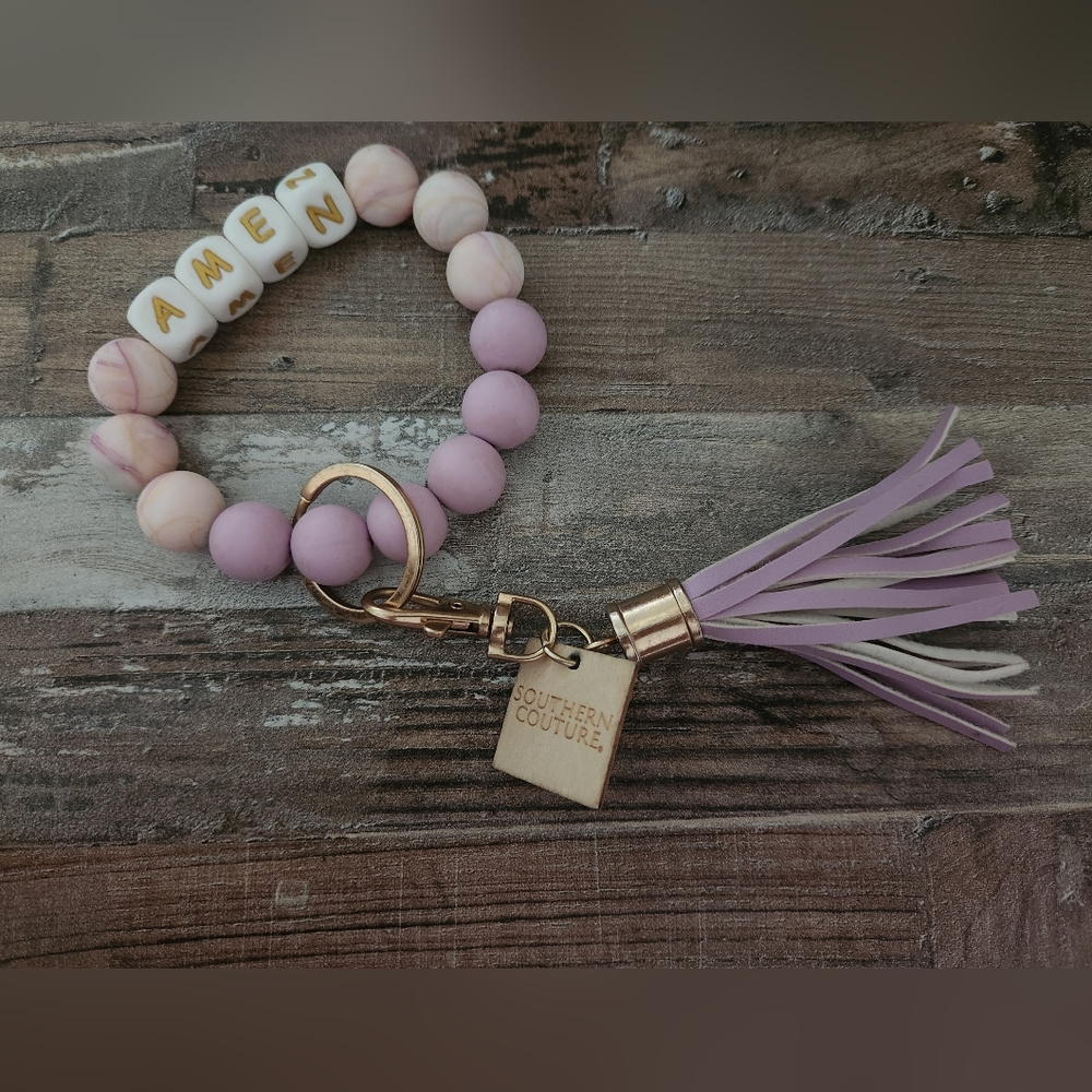 👻5/$25 Southern Couture Lavender Beaded Keychain with Tassel